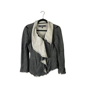 BNCI by Blanc Noir Full Zip Up Ruffle Knit Cardigan Sweater Jacket Size Small